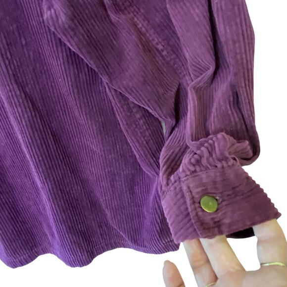 Denim & Co. Shacket Jacket Women Large Plum Vtg Cotton Corduroy Full Zip Pockets - Picture 5 of 11